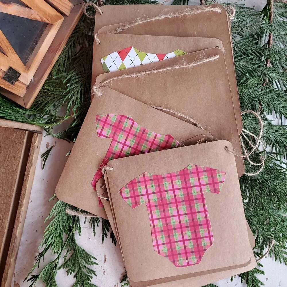 Plaid and Green Onesie Holiday Banner Set